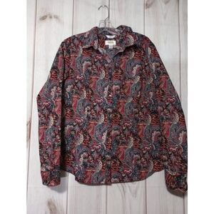 Talbots‎ Shirt Ladies Large Christmas Button Up Santa Reindeer
